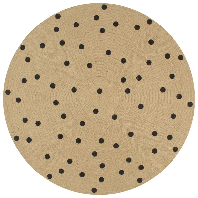 Vidaxl tappeto fatto a mano con polkadot stampata 120 cm iuta