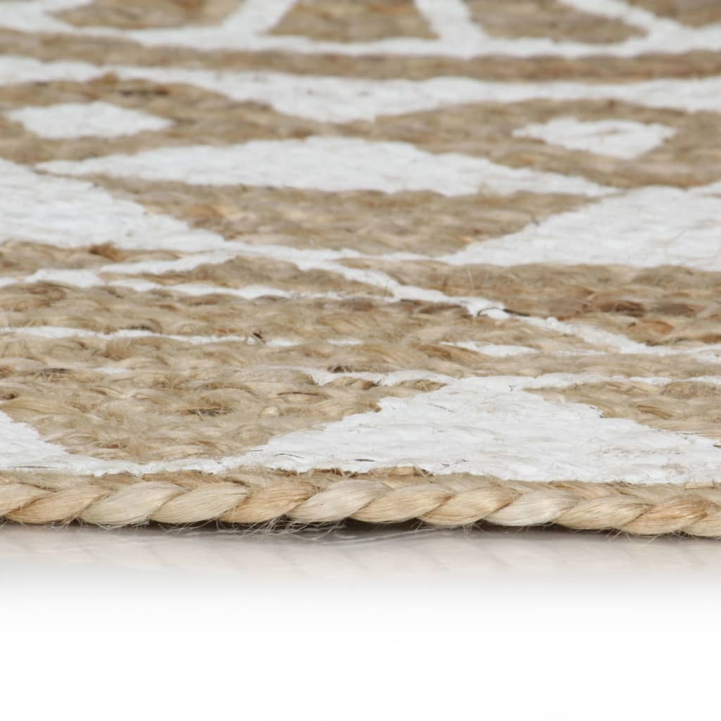 Alfombra Vidaxl hecha a mano con impresión blanca de 150 cm de yute