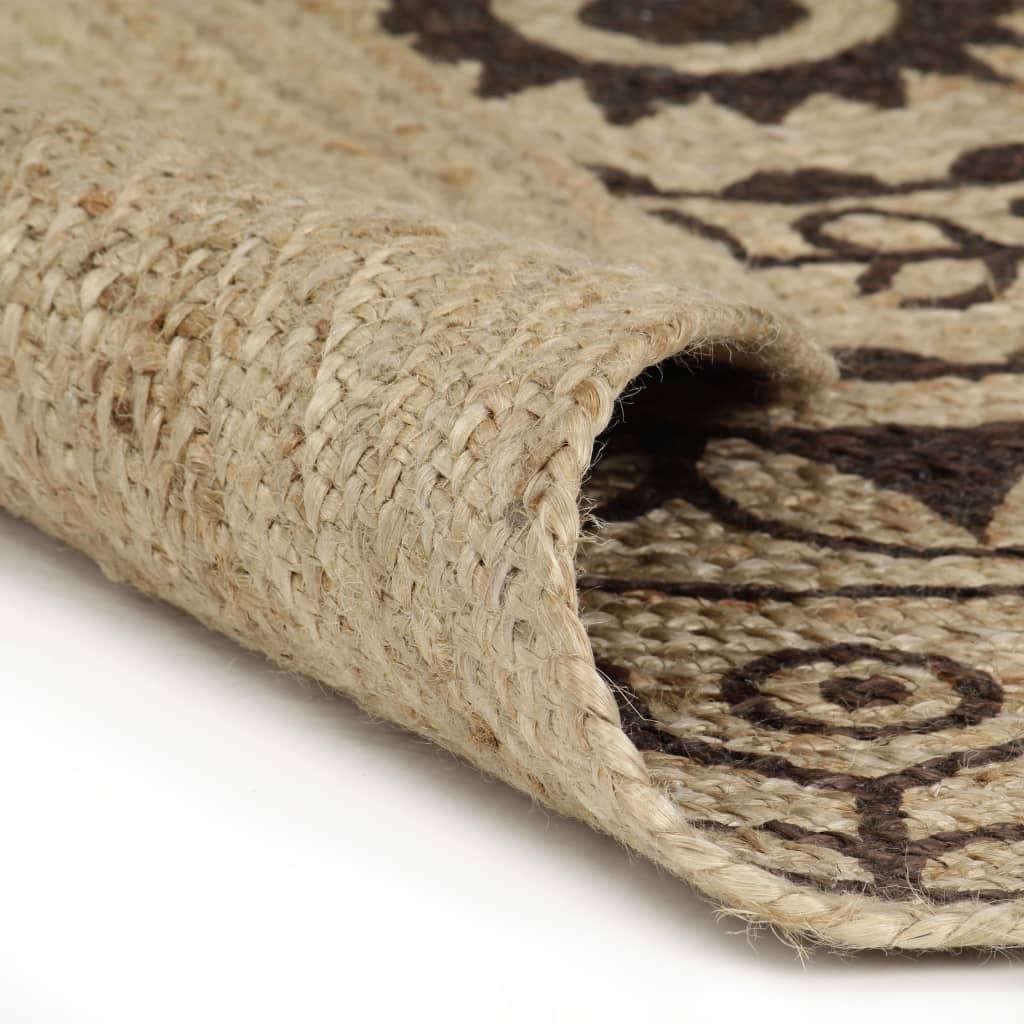 Vidaxl tappeto fatto a mano con iuta da 120 cm di stampa marrone scuro