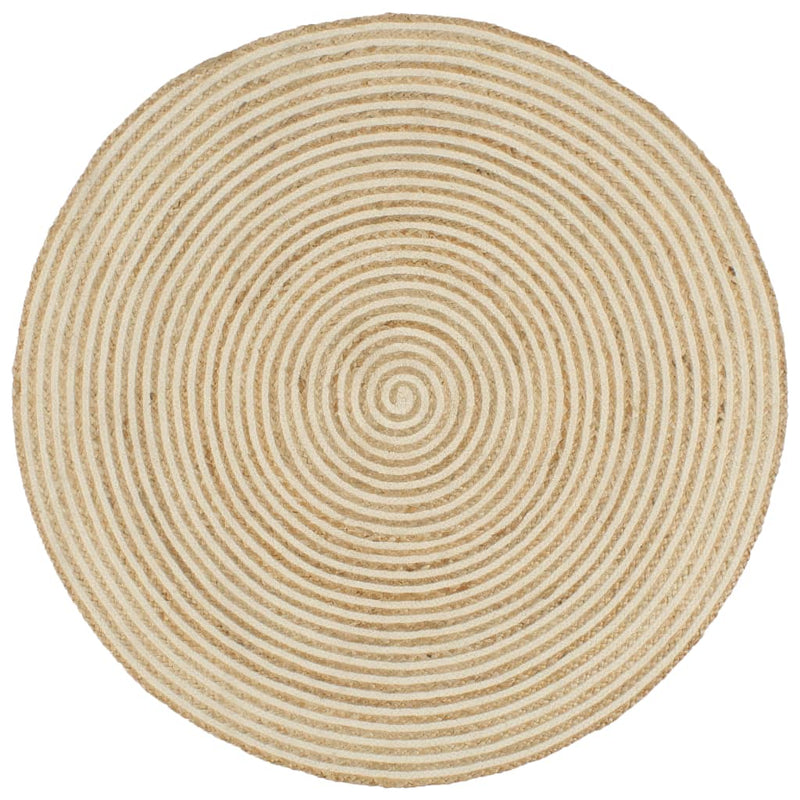 Vidaxl vloerkleed handgemaakt met spiraal ontwerp 90 cm jute wit