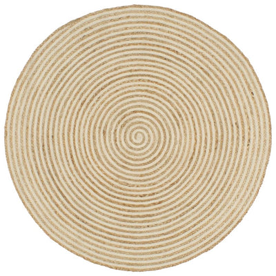 Alfombra Vidaxl hecha a mano con diseño espiral de 90 cm de yute blanco
