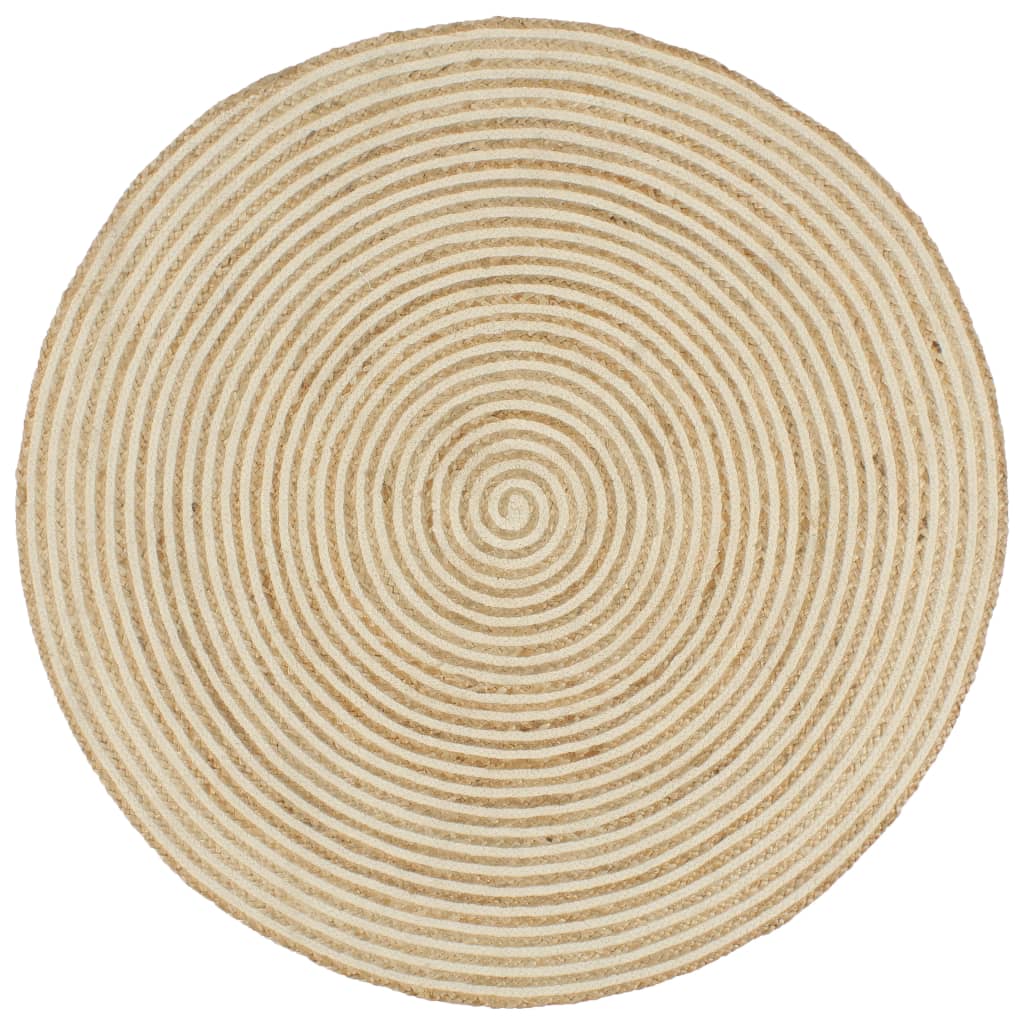 Vidaxl tappeto fatto a mano con design a spirale 150 cm bianco