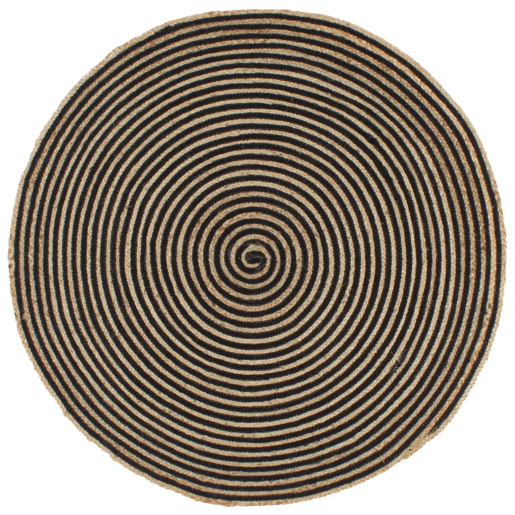 Vidaxl tappeto fatto a mano con design a spirale 150 cm di iuta nero