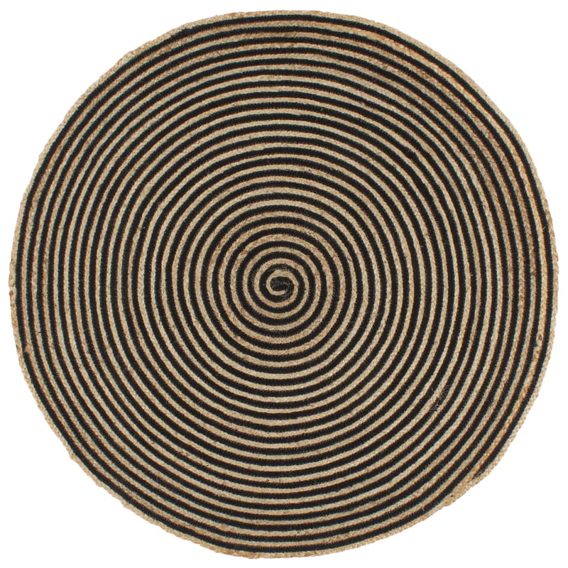 Vidaxl tappeto fatto a mano con design a spirale 150 cm di iuta nero
