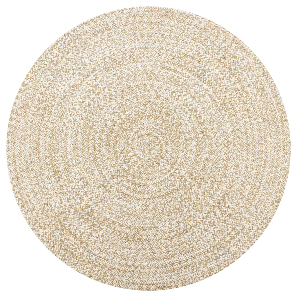 Alfombra Vidaxl hecha a mano 120 cm de yute blanca y natural