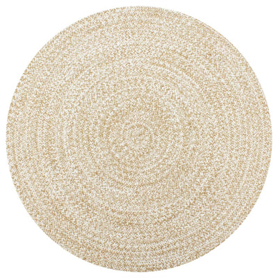 Vidaxl rug handmade 150 cm jute white and natural