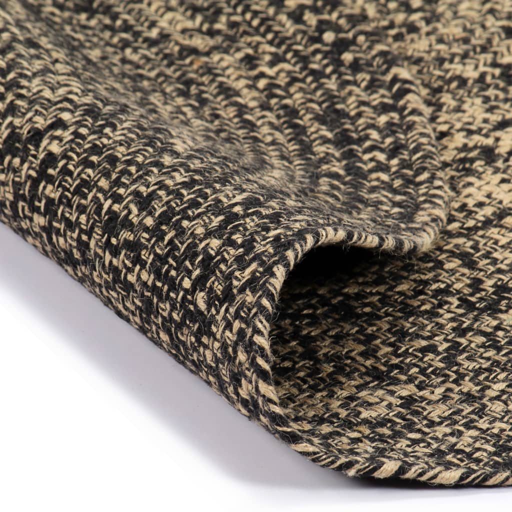 Vidaxl tappeto fatto a mano 120 cm iuta nero e naturale