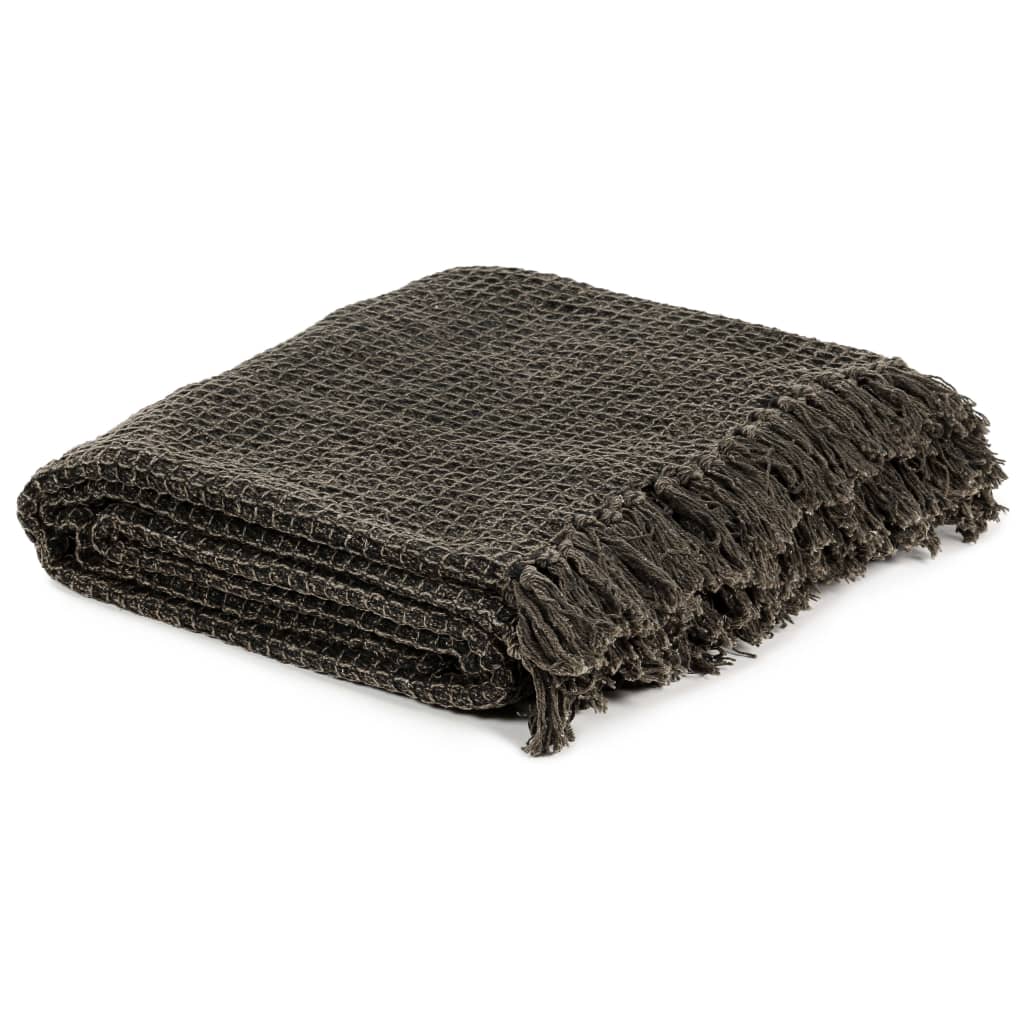Vidaxl Plaid 160x210 cm Antracite di cotone e marrone
