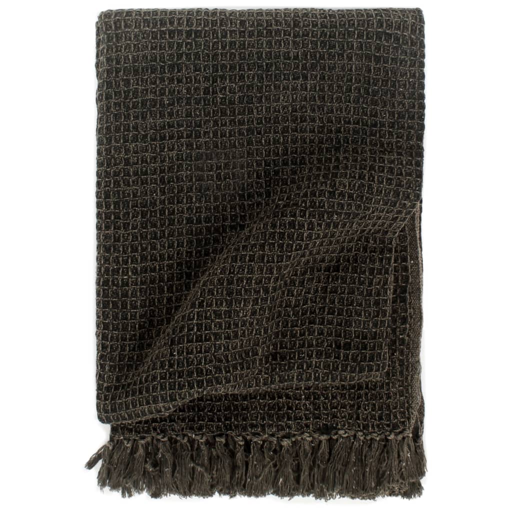 Vidaxl Plaid 220x250 cm Antracite di cotone e marrone