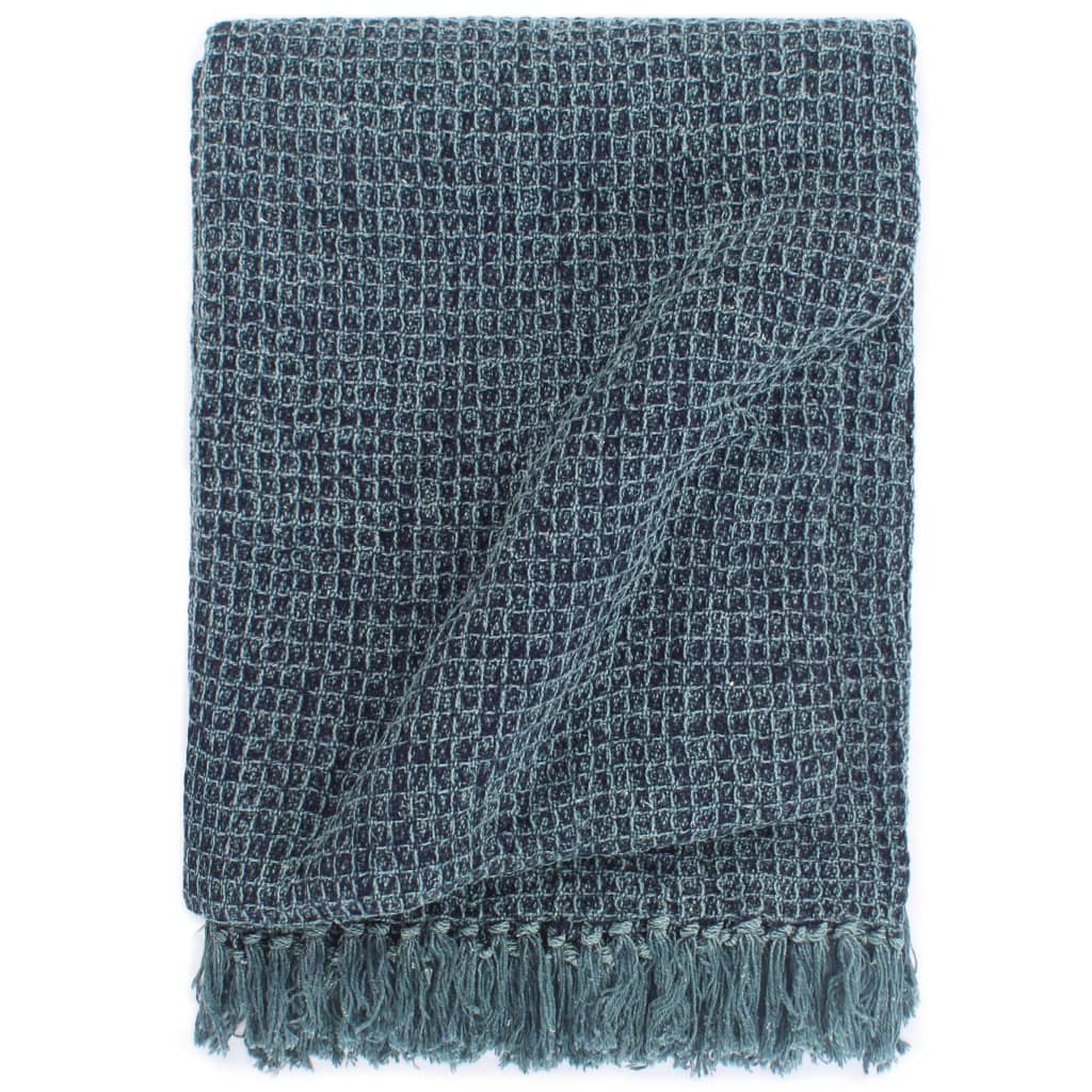 Vidaxl Plaid 160x210 cm Cotton Indigo-Blue