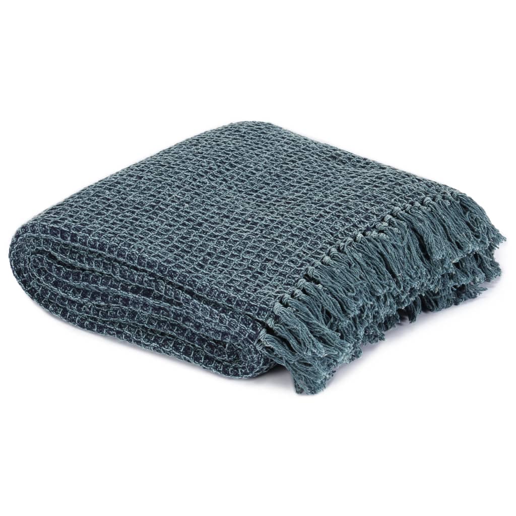 Vidaxl Plaid 160x210 cm Cotton Indigo-Blue