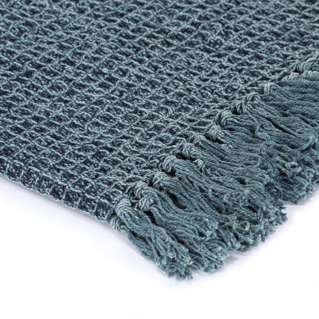 Vidaxl Plaid 160x210 cm Cotton Indigo-Blue