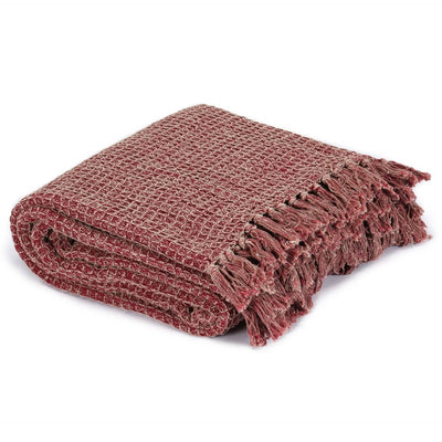 Vidaxl Plaid 220x250 cm cotton wine red