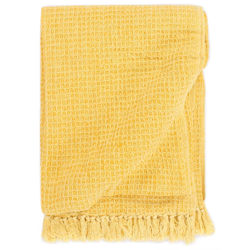 Vidaxl Plaid 125x150 cm Mustardo di cotone Giallo