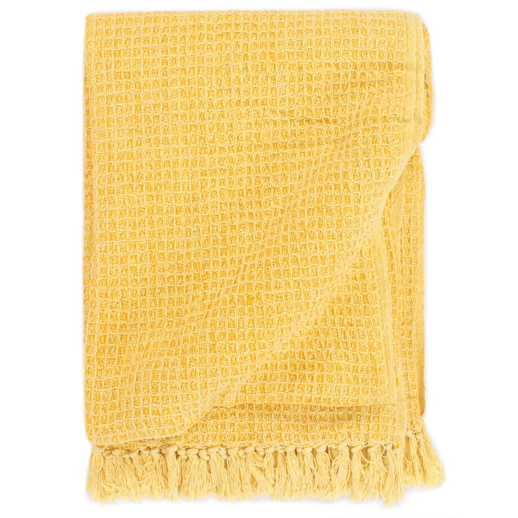 Vidaxl Plaid 220x250 cm Mustardo di cotone Giallo