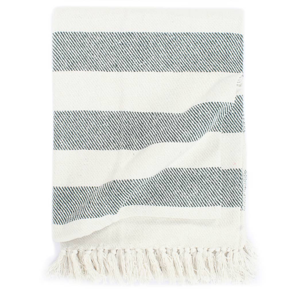 Vidaxl Stripe a cuadros de 125x150 cm de algodón verde oscuro