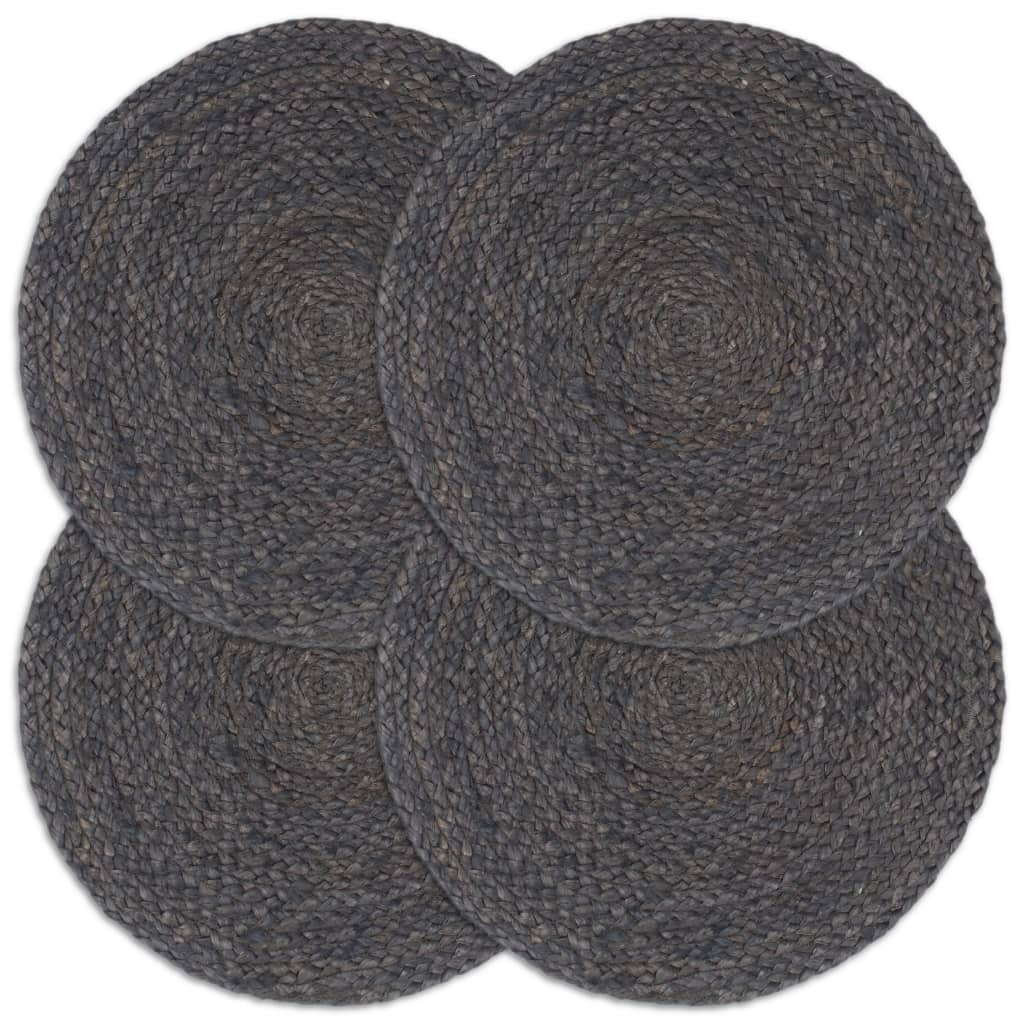 Vidaxl Plawemats 4 STS alrededor de 38 cm de yute de gris oscuro