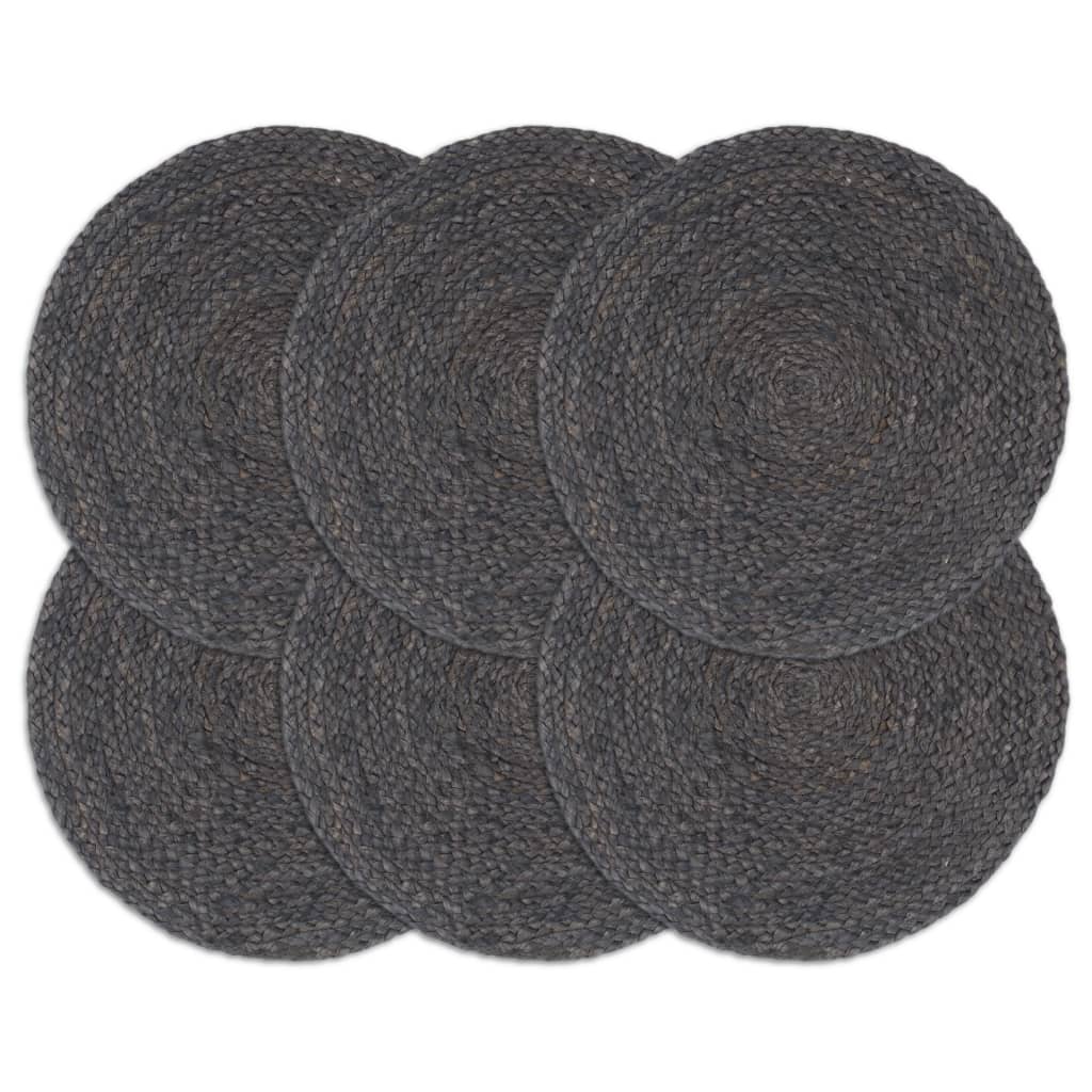 Vidaxl Pillemats 6 Sts Ronda 38 cm Jute Dark Grey