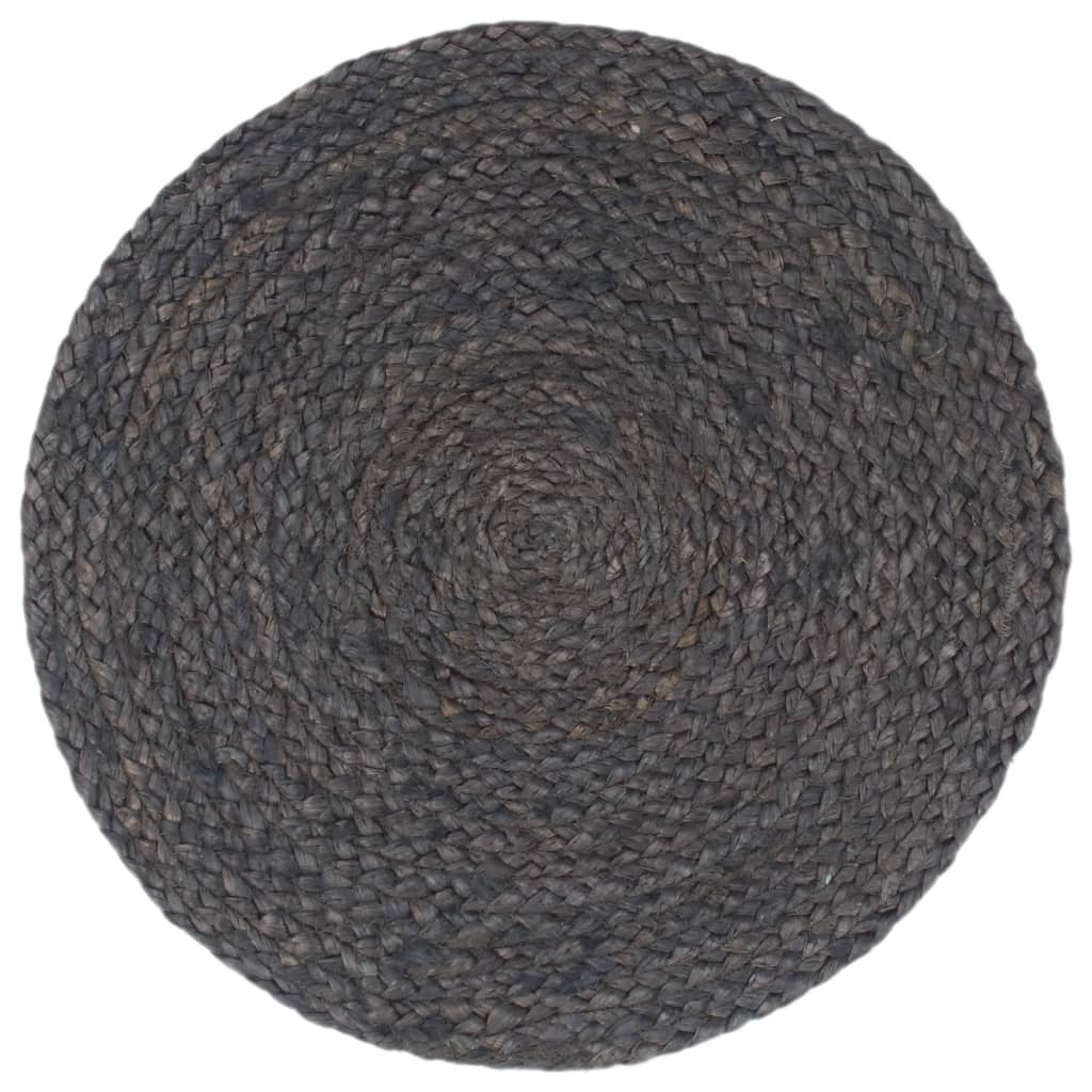 Vidaxl Pillemats 6 Sts Ronda 38 cm Jute Dark Grey