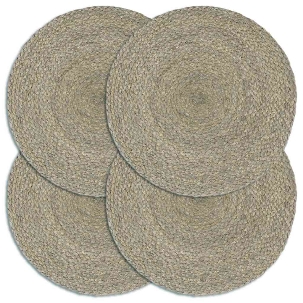 VIDAXL PLASCEMATS 4 STS rotondo 38 cm Grigio Plain