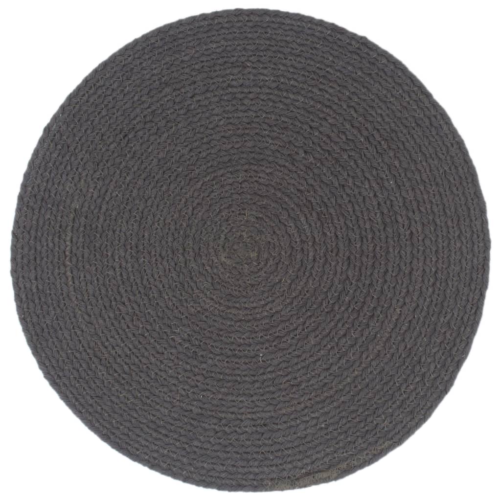 Vidaxl Pochemats 6 ms round 38 cm cotone semplice grigio scuro