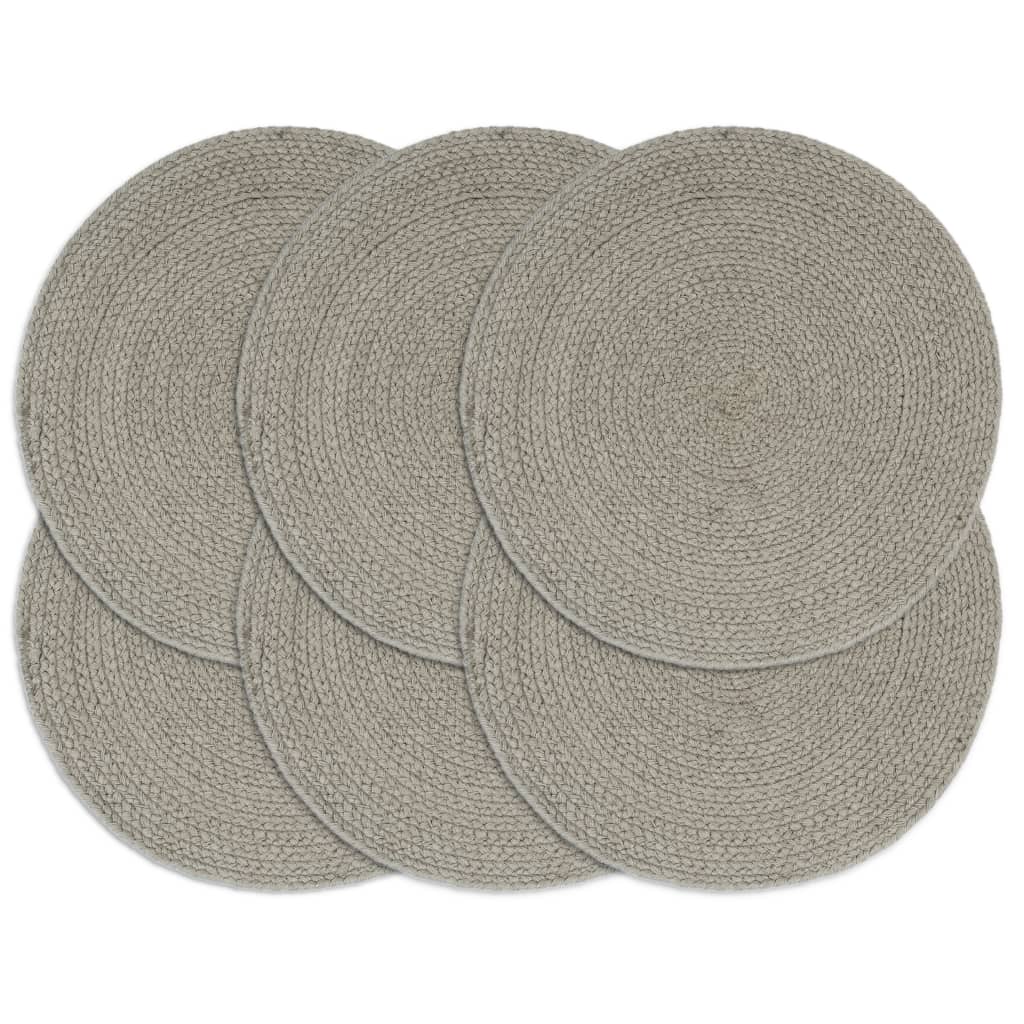 Vidaxl Pochemats 6 ms round 38 cm cotone grigio