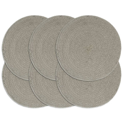 Vidaxl Pillemats 6 STS Ronda 38 cm de algodón liso gris