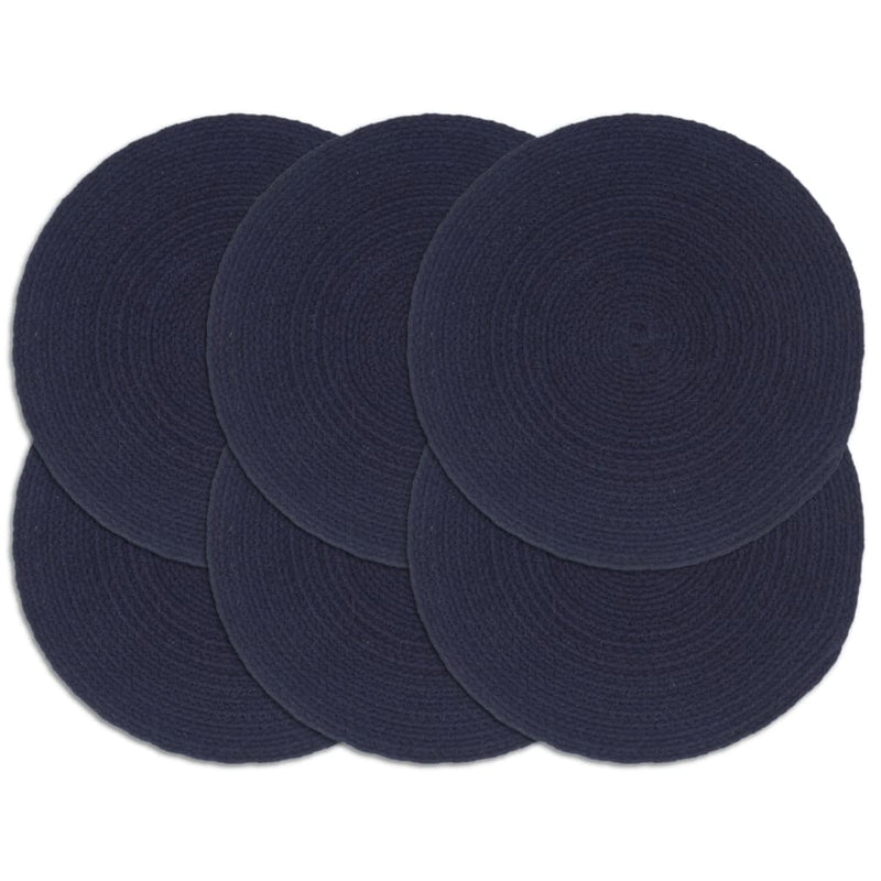 Vidaxl Pochemats 6 STS round 38 cm Cotton semplice blu navy