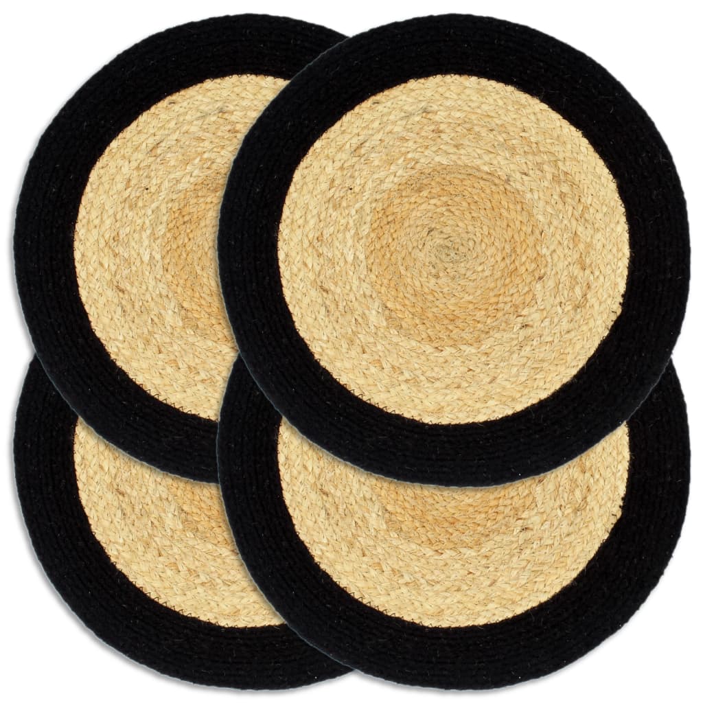 Vidaxl Pochemats 4 St 38 cm iuta e cotone naturale e nero