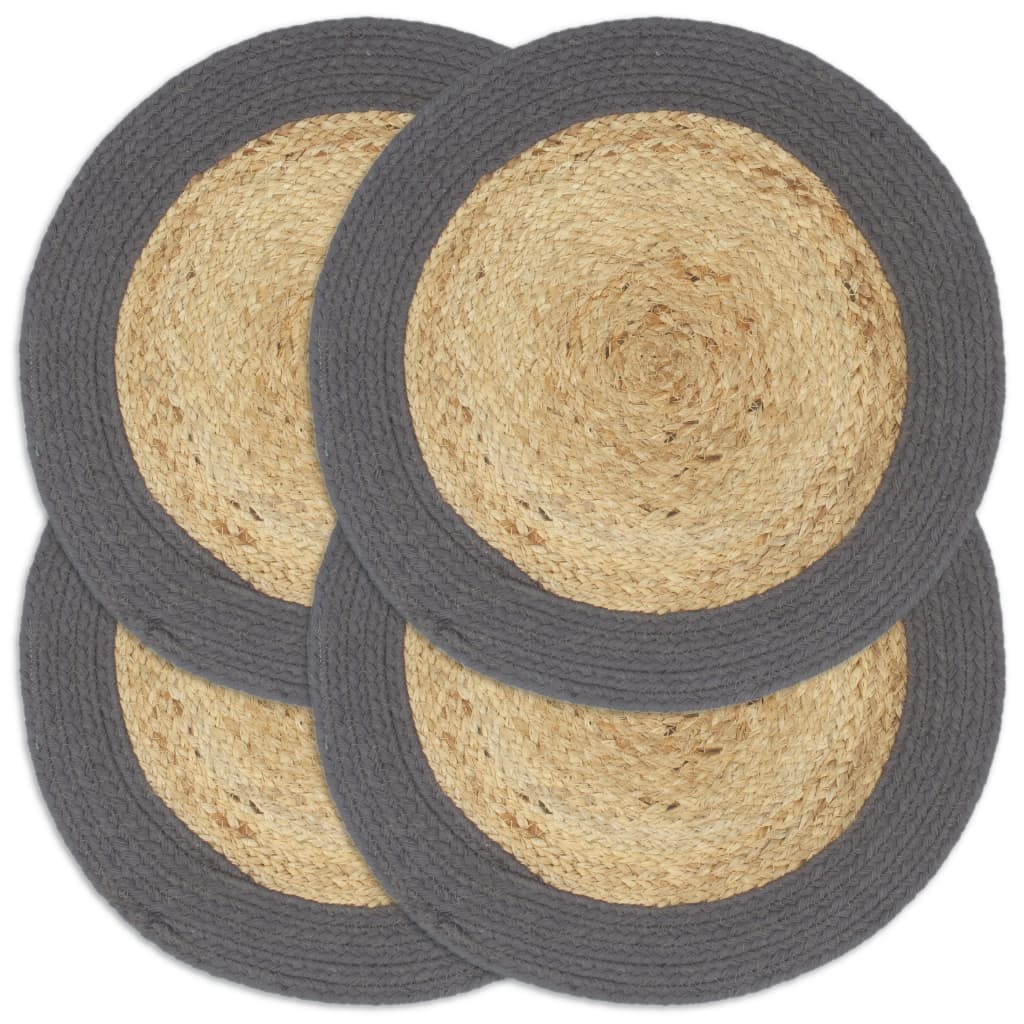 VIDAXL PLAGLEMATS 4 ST 38 cm Juta e cotone ovviamente e antracite