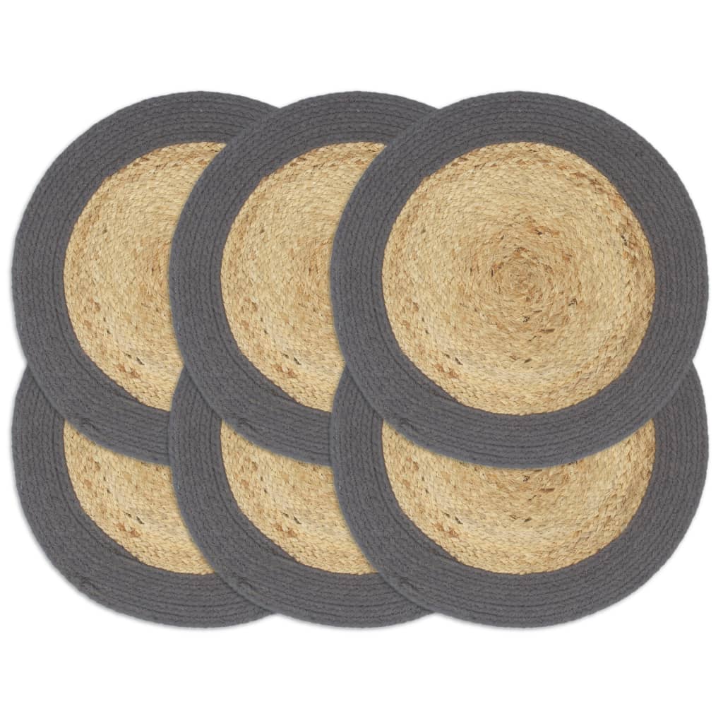 Vidaxl PLAGLEMATS 6 ST 38 cm Iuta e cotone ovviamente e antracite