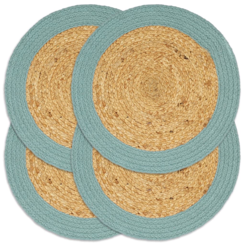 VIDAXL PLAGLEMATS 4 ST 38 cm Juta e cotone ovviamente e verde