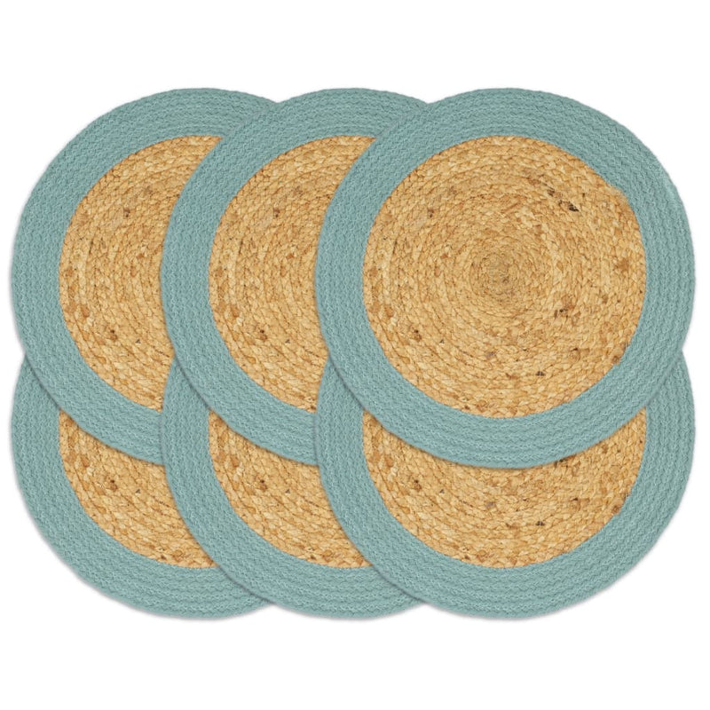 VIDAXL PLAGLEMATS 6 ST 38 cm Juta e cotone ovviamente e verde