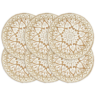 VidaXL Placemats 6 st rond 38 cm jute wit