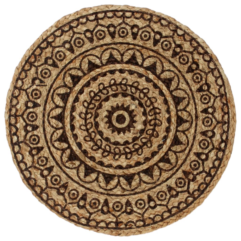 VIDAXL PLASCEMATS 4 STS round round 38 cm juta marrone scuro