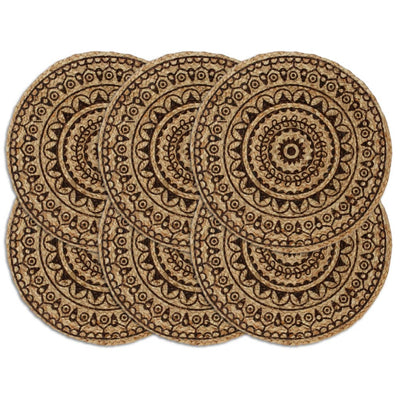 Vidaxl Pillemats 6 STS Ronda 38 cm de yute marrón oscuro