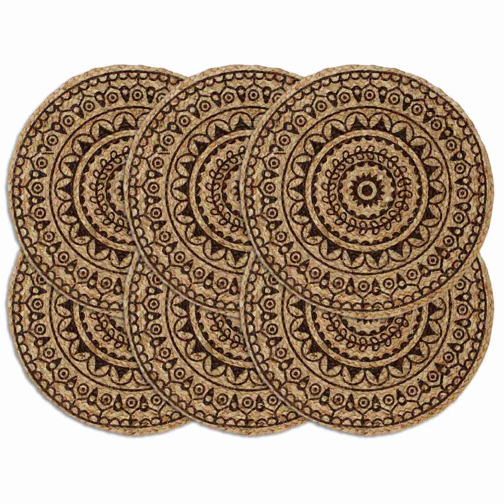 Vidaxl placemats 6 st rond 38 cm jute donkerbruin
