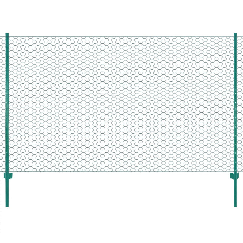 VidaXL Draadgaashek met palen 25x2 m staal groen