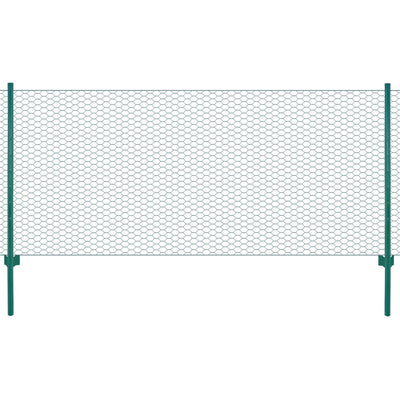 Vidaxl draadgaashek met palen 25x0,5 m staal groen