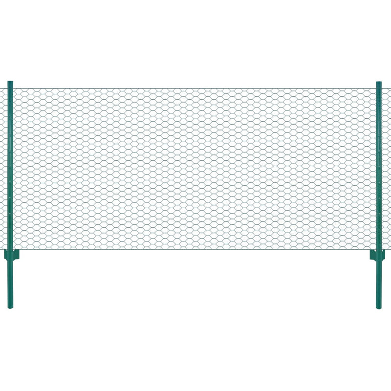 Vidaxl Wire Mesh FET con pali 25x1 m in acciaio verde