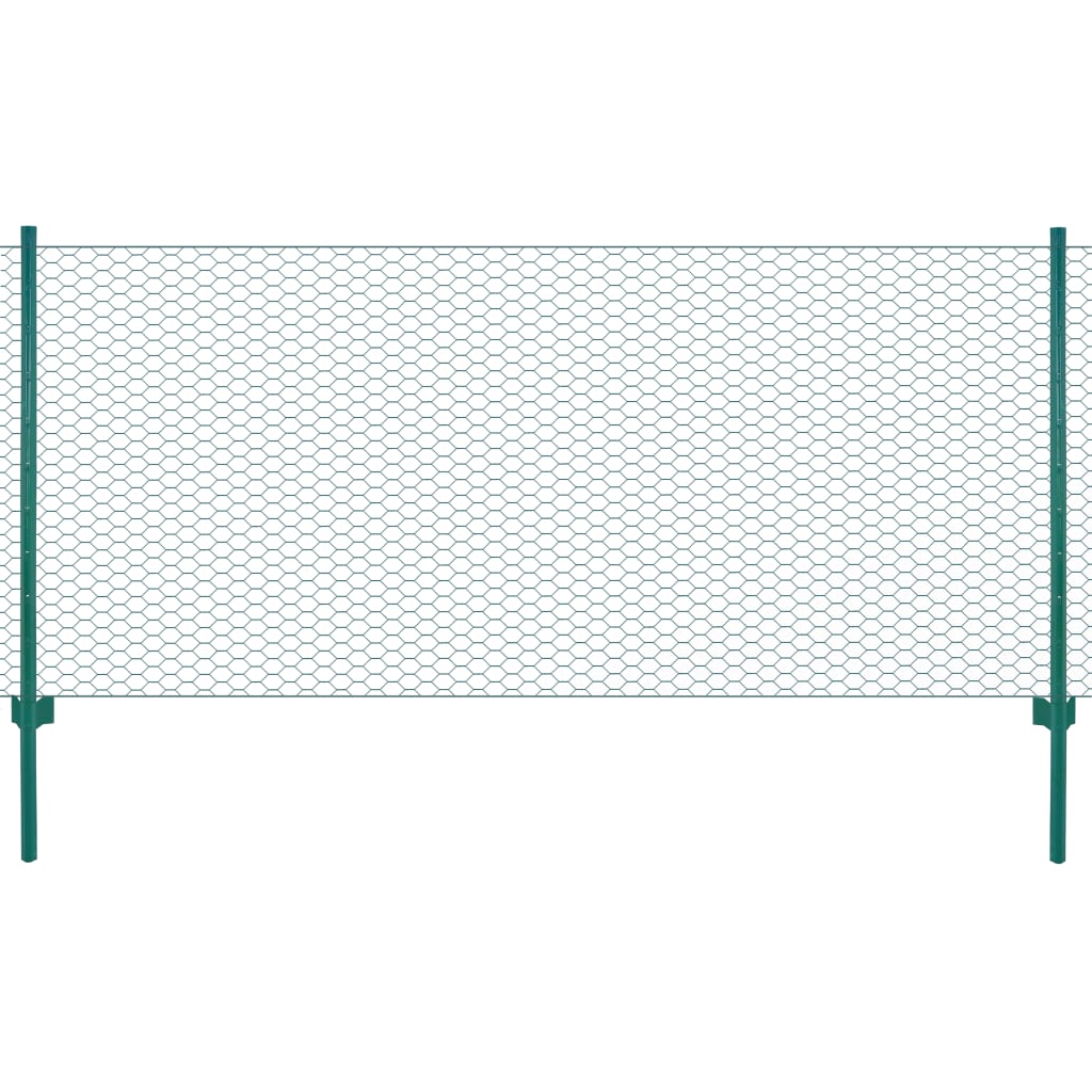 Vidaxl Wire Mesh FET con pali 25x1 m in acciaio verde