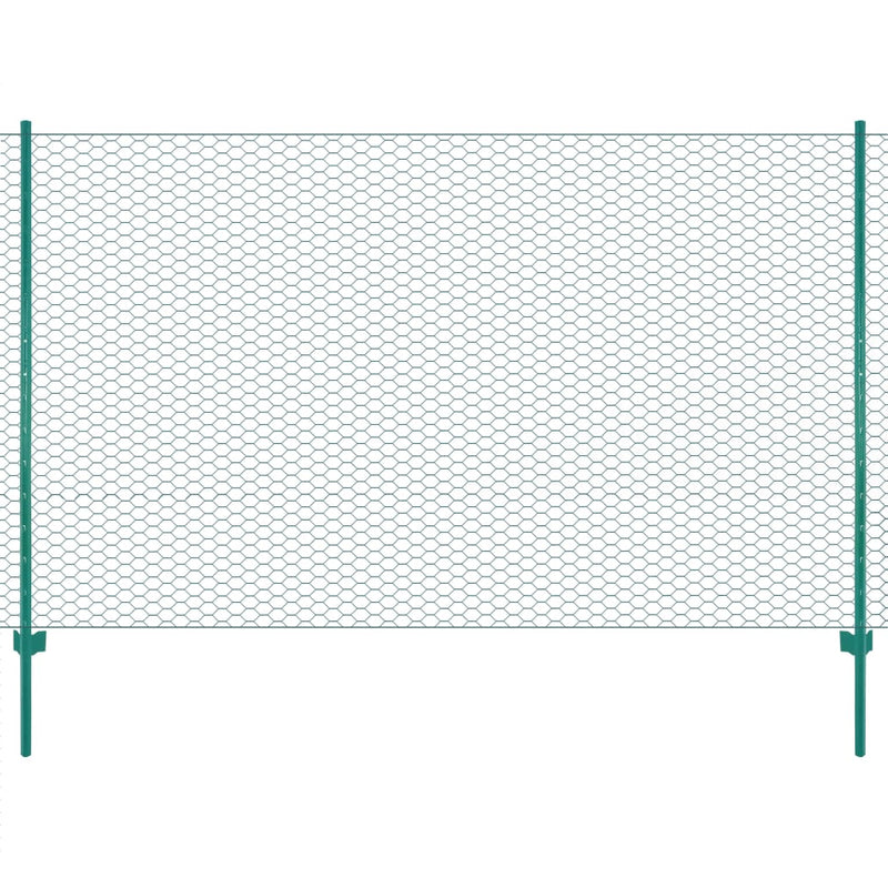 Vidaxl Wire Mesh FET con pali 25x1,5 m in acciaio verde