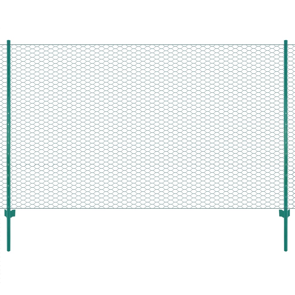 Vidaxl Wire Mesh FET con pali 25x2 m in acciaio verde