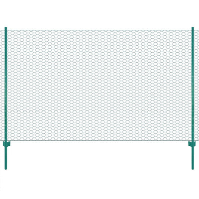 Vidaxl draadgaashek met palen 25x2 m staal groen