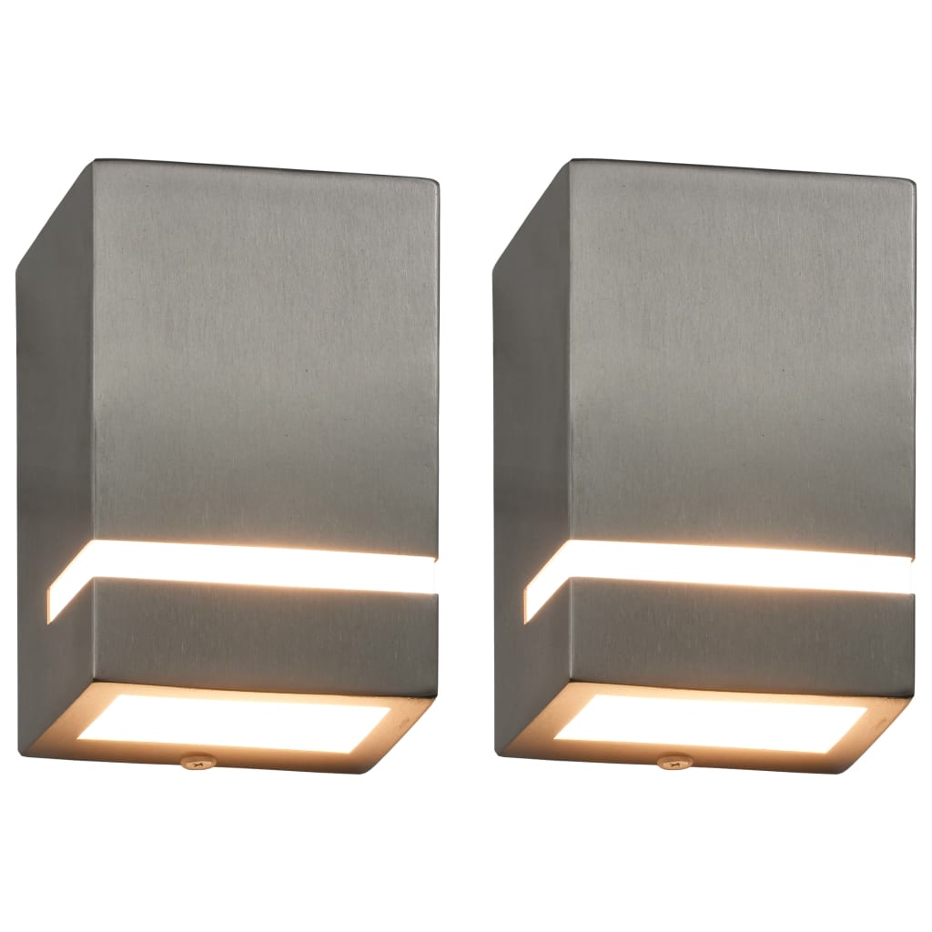 Vidaxl Lámparas de pared al aire libre 2 PCS 35 W Rectangular Silver Colored