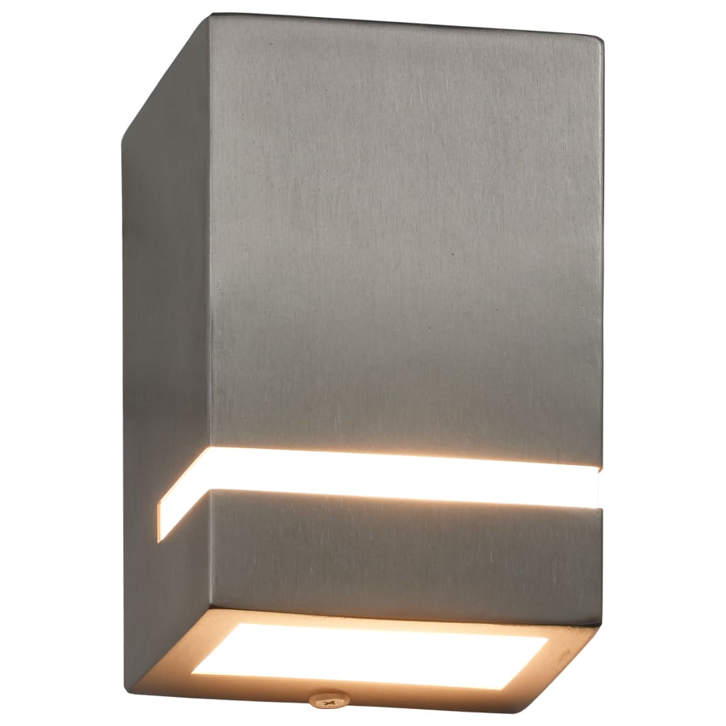 Vidaxl Lámparas de pared al aire libre 2 PCS 35 W Rectangular Silver Colored