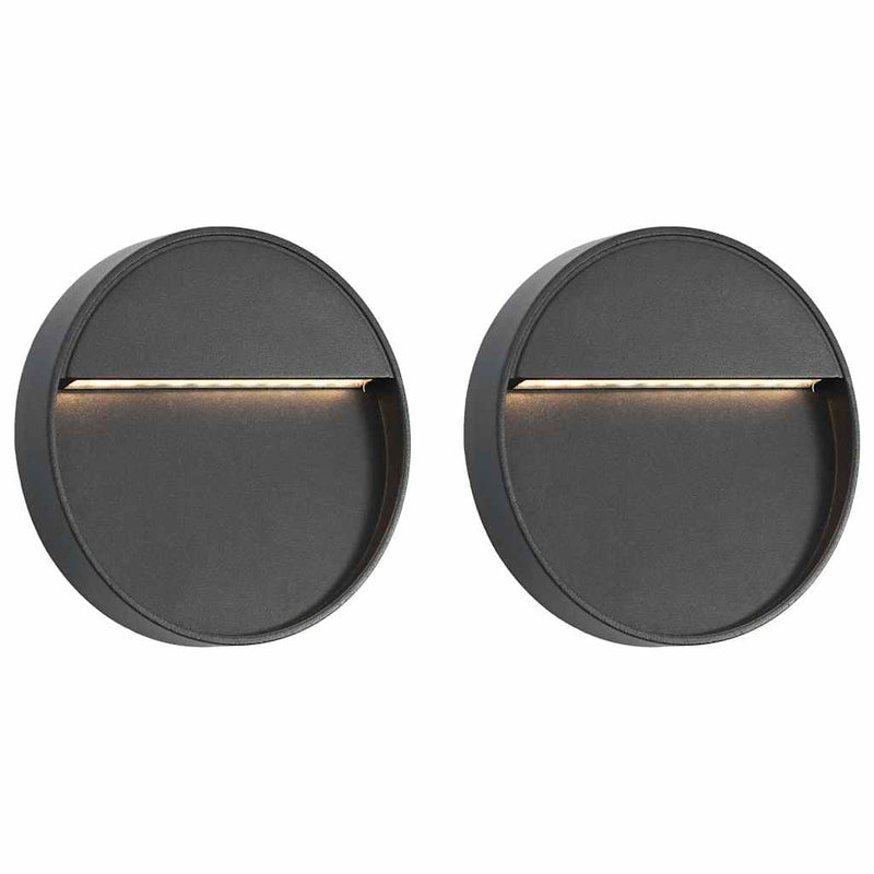 Vidaxl lámparas de pared al aire libre LED 2 pcs 3 W redondas negras