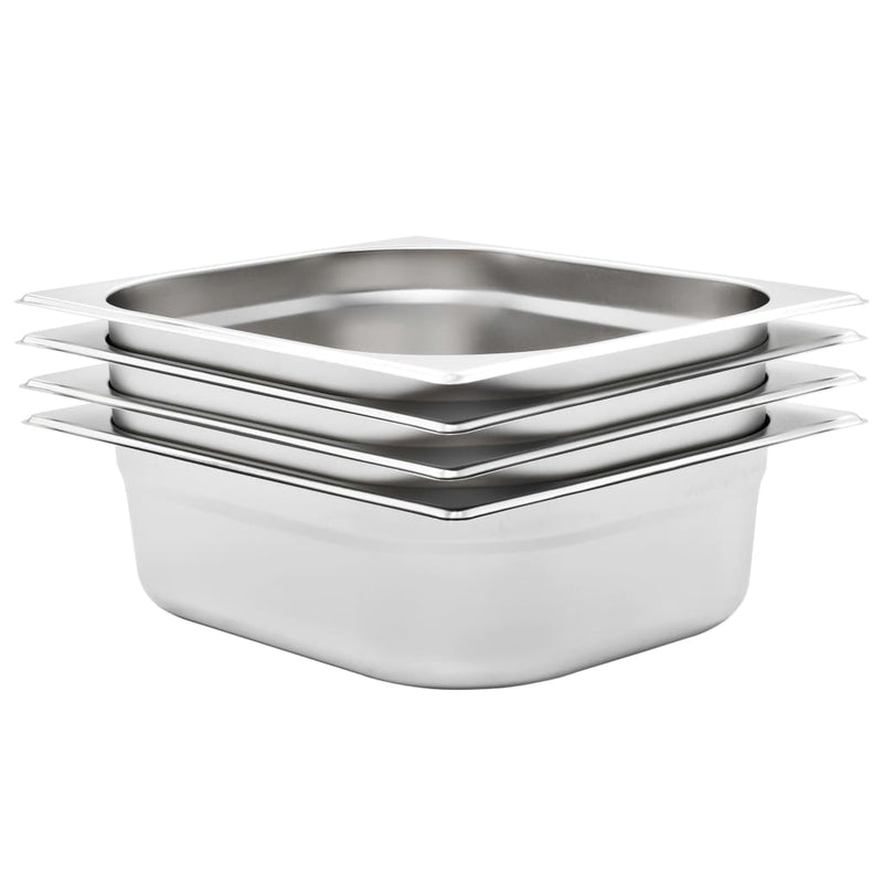 Vidaxl Gastronormbakken 4 PCS Gn 1 2 100 mm de acero inoxidable