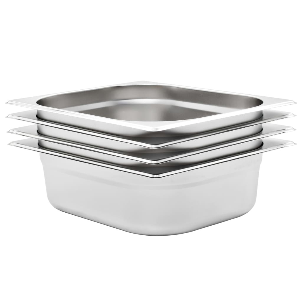 Vidaxl Gastronormbakken 4 pezzi GN 1 2 100 mm in acciaio inossidabile