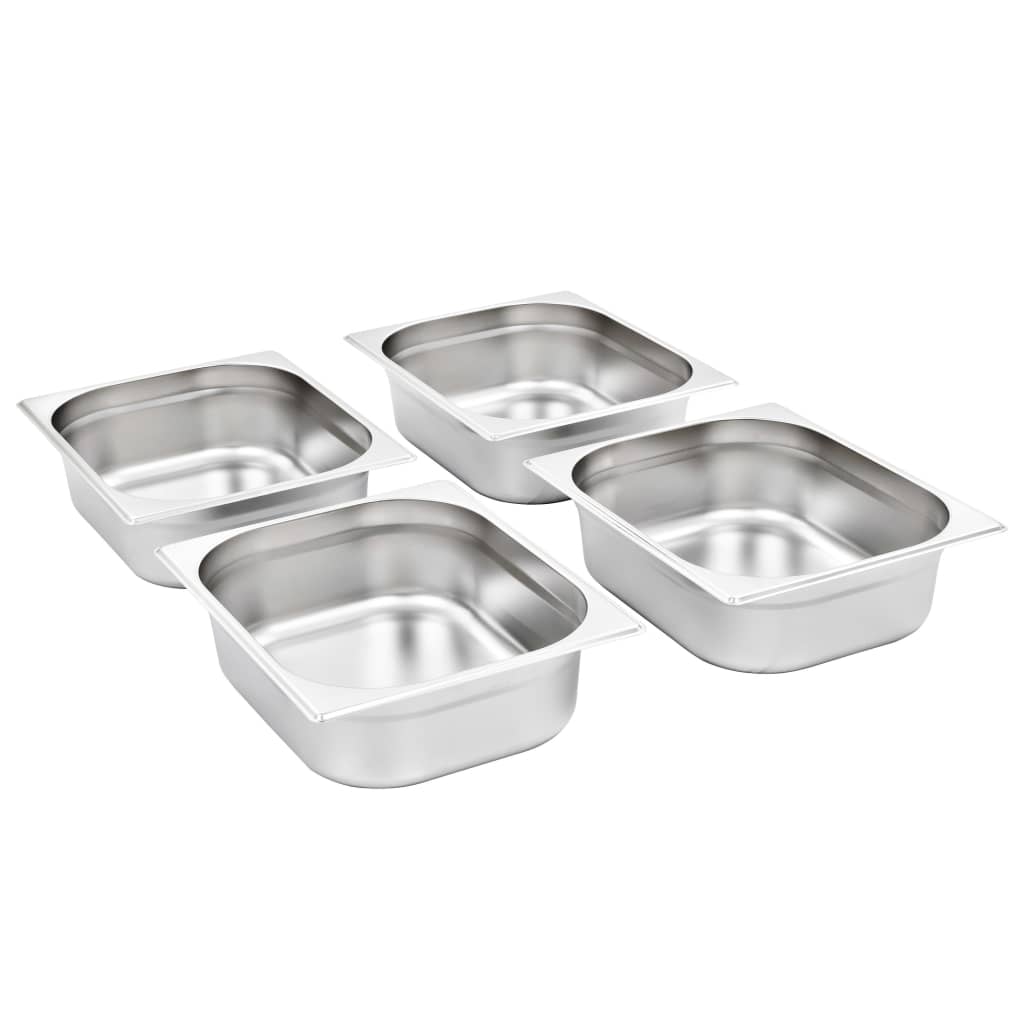 Vidaxl Gastronormbakken 4 pezzi GN 1 2 100 mm in acciaio inossidabile